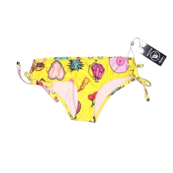 🆕Wildfox Emoji Print Yellow Bikini Bottom - Picture 1 of 5